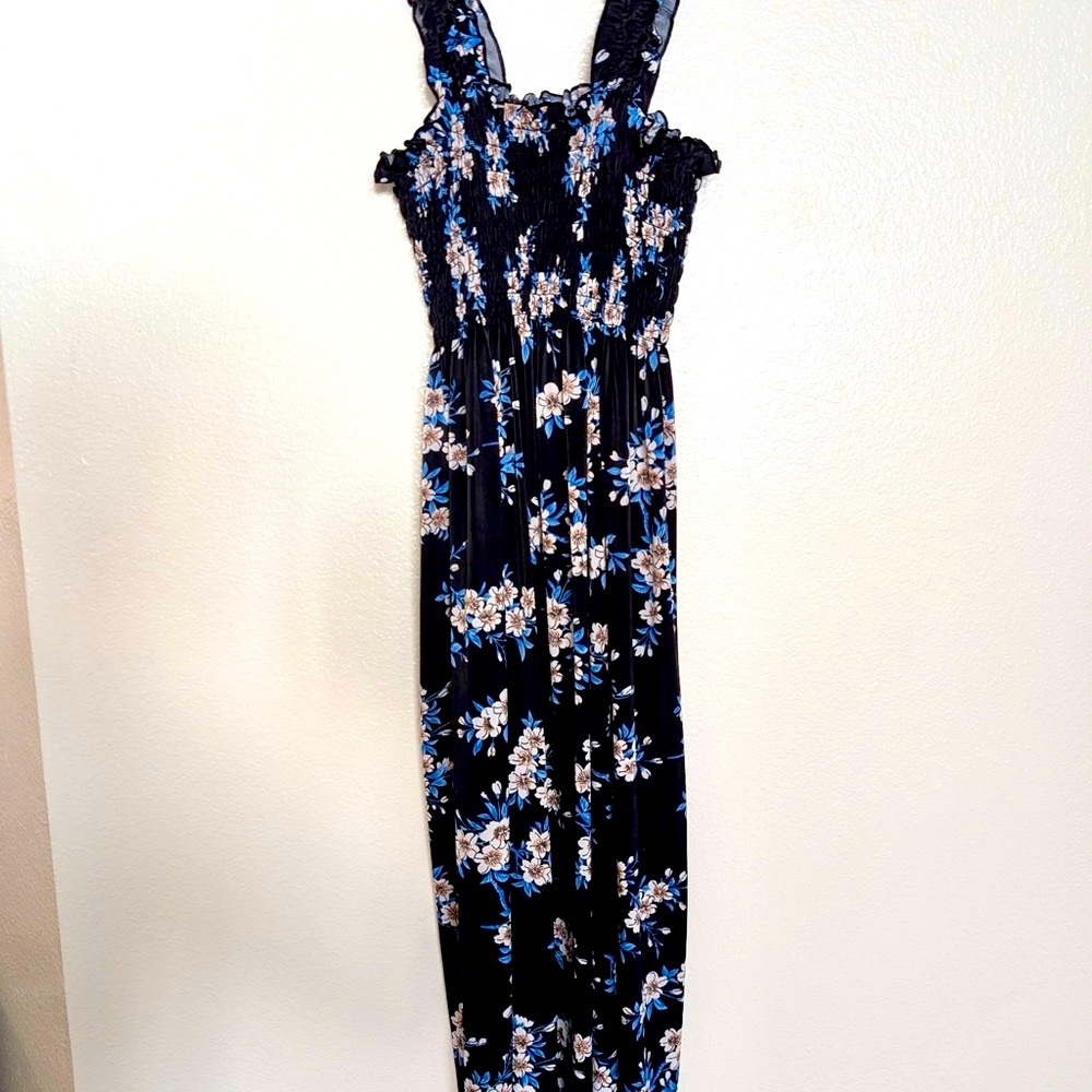 Floral Black and Blue Women's Dress